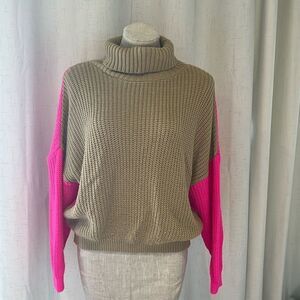 Chunky Colorblock Cable Knit Sweater Size M
